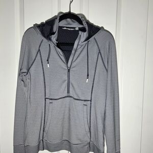 Athleta Navy and White Striped Hoodie